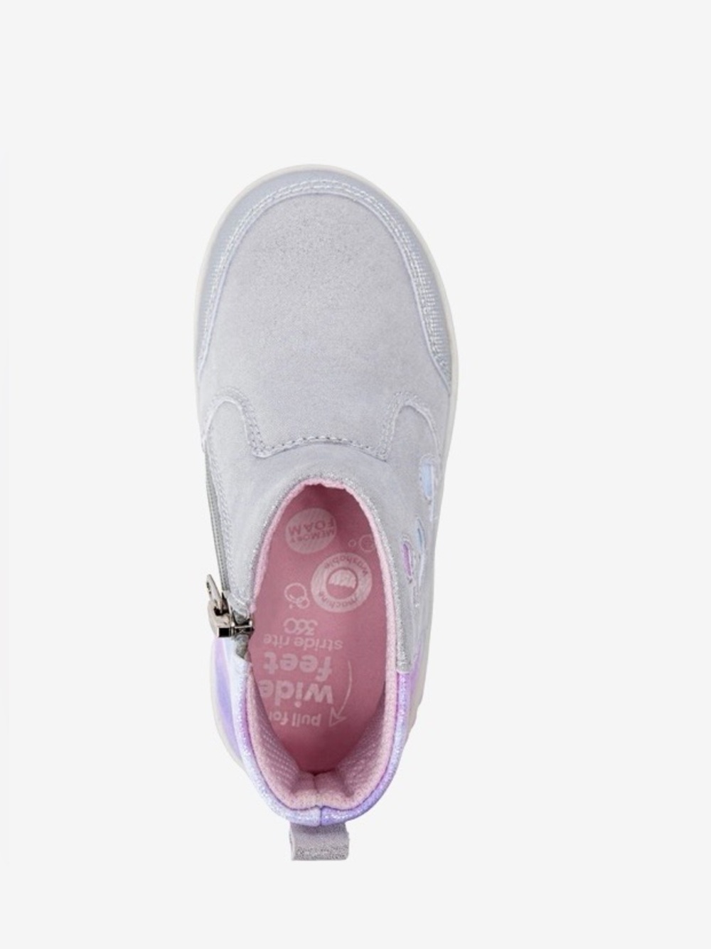 Stride Rite Girls' Silver Ankle Boots with Pastel Purple & Pink Accents Size 5 - Picture 2 of 16
